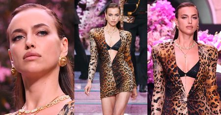 Irina-singielka odsłania dekolt na wybiegu Versace! (ZDJĘCIA)