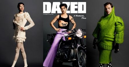 Zawadiacki Harry Styles prezentuje wymyślne kreacje od największych domów mody w sesji dla "Dazed" (ZDJĘCIA)