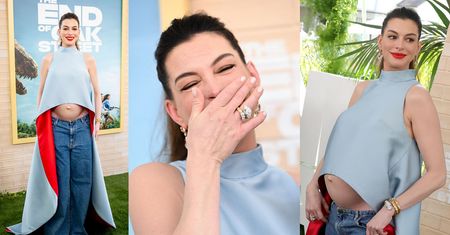 Anne Hathaway odsłania coraz większy CIĄŻOWY BRZUCH na premierze filmu. Udany look? (ZDJĘCIA)