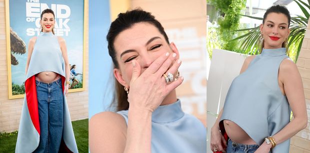 Anne Hathaway odsłania coraz większy CIĄŻOWY BRZUCH na premierze filmu. Udany look? (ZDJĘCIA)