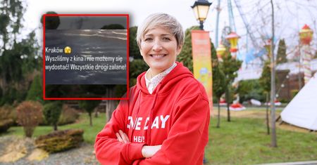 Zalane ulice w Krakowie. Magda Steczkowska była uwięziona pod kinem