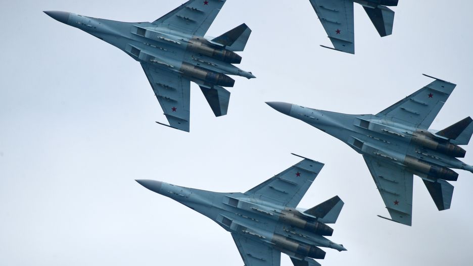 VLADIVOSTOK, RUSSIA - JULY 26, 2020: Mikoyan MiG-29 fighter aircraft take part in a Russian Navy Day celebration in Vladivostok, on Russia's Pacific coast. Dmitry Yefremov/TASS (Photo by Dmitry Yefremov\TASS via Getty Images)