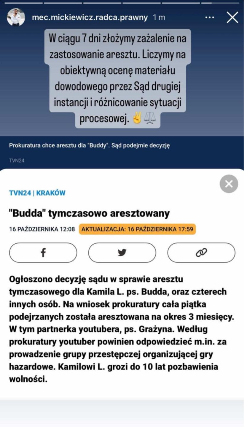 Prawnik Buddy zabrał głos