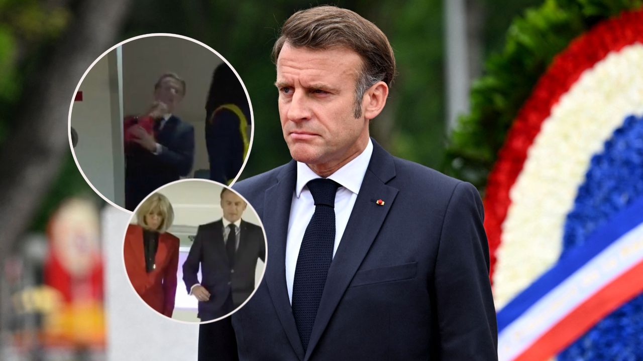 Nietypowe sceny z samolotu Emmanuela Macrona. Został "zaatakowany" przez... żonę?