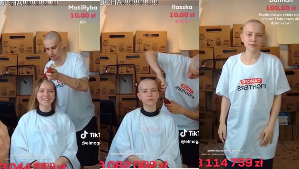 Kasix zgoliła włosy na transmisji u Łatwoganga