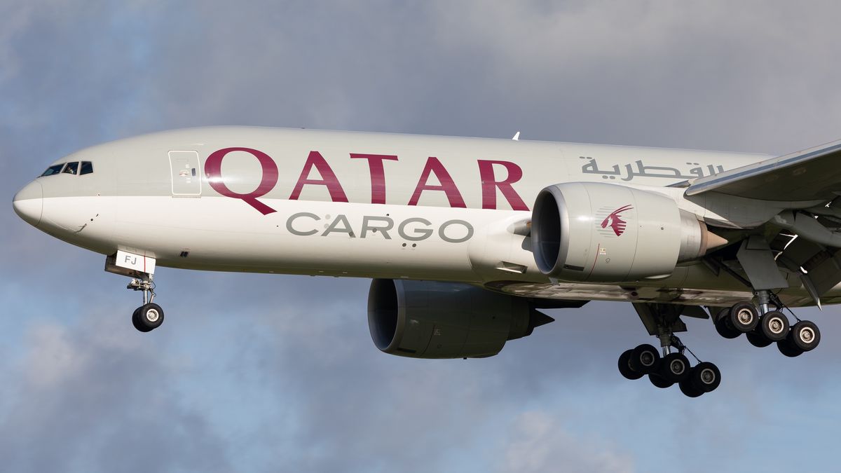 A Qatar Airways Cargo Boeing 777 at Amsterdam Schiphol Airport on Tuesday 8th of August 2023. (Photo by Robert Smith/MI News/NurPhoto via Getty Images)