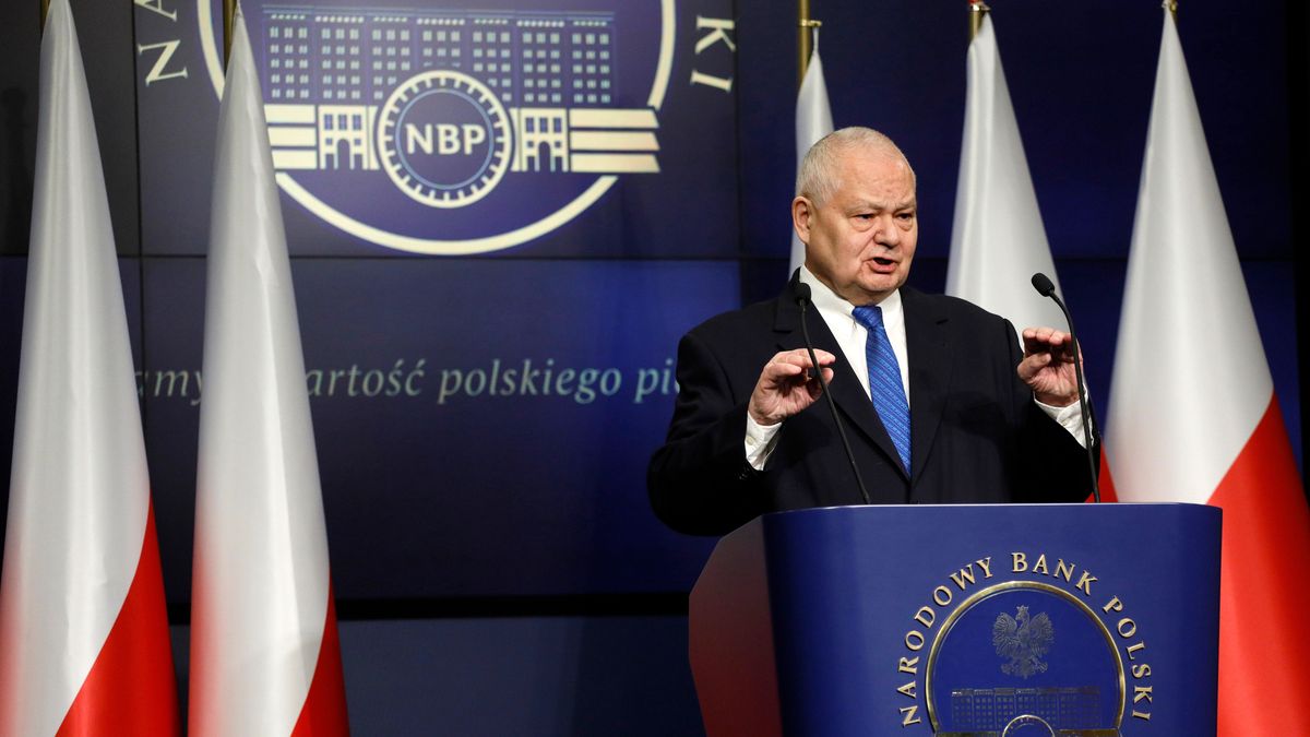 Adam Glapinski, governor of Poland's central bank, also known as Narodowy Bank Polski (NBP), speaks during a news conference in Warsaw, Poland, on Wednesday, Feb. 9, 2022. Poland increased borrowing costs for a fifth consecutive month to an almost nine-year high as pressure grows on the central bank to tame record inflation in eastern Europe's largest economy. Photographer: Piotr Malecki/Bloomberg via Getty Images