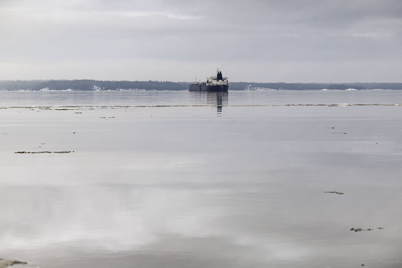 The detained Eagle S tanker, which damaged undersea cables in the Baltic Sea last month, off the coast of Porvoo, Finland, on Wednesday, Jan. 8, 2025. Finnish authorities deemed the tanker that's part of the fleet carrying Russian oil as not seaworthy after inspections onboard. Photographer: Roni Rekomaa/Bloomberg via Getty Images