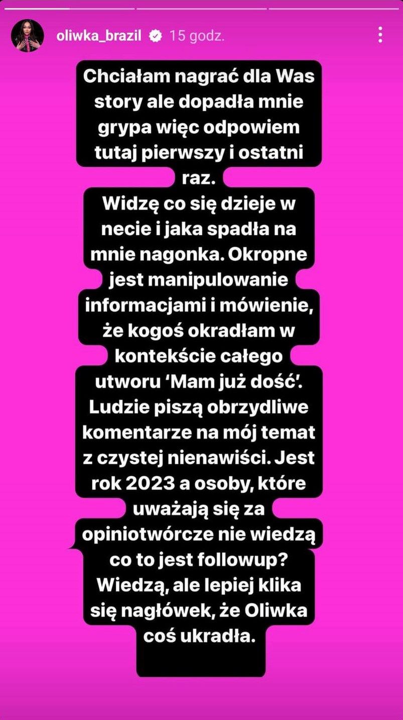 Oliwka Brazil ma dramę z Gosią Andrzejewicz