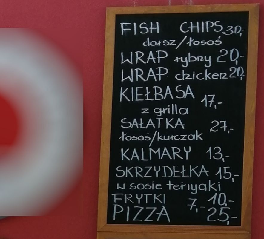 Przykładowe menu z jednej z nadmorskich restauracyjek w Gdańsku.