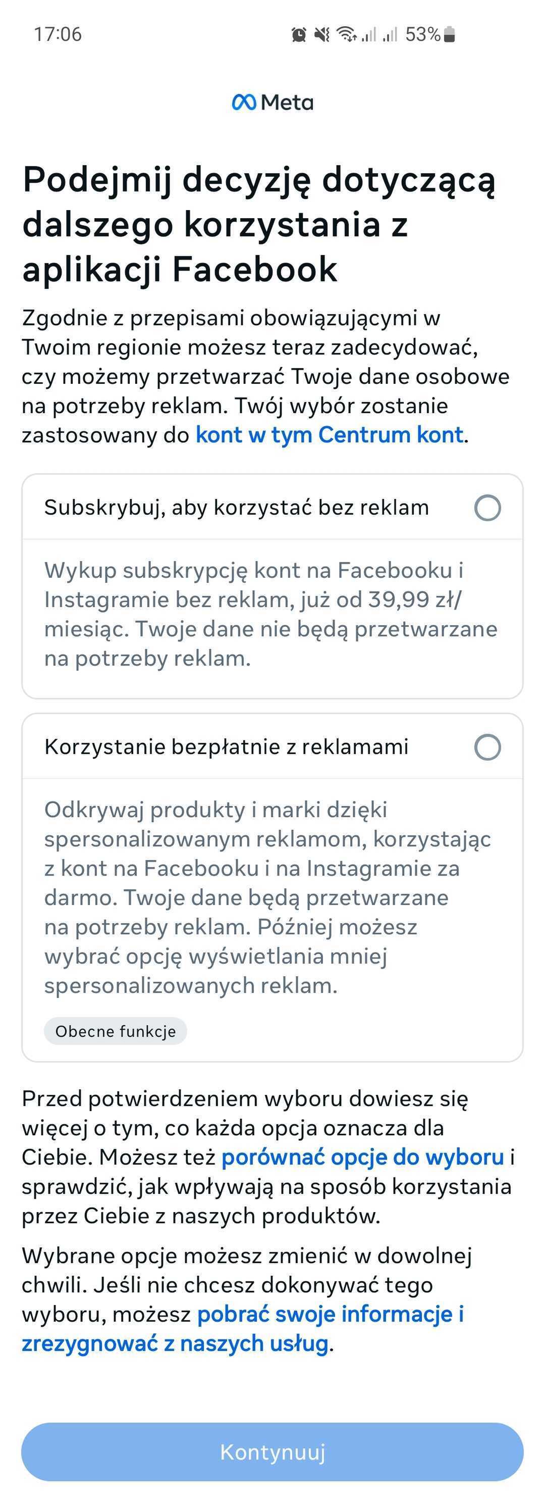 Wybór preferencji reklam na Facebooku
