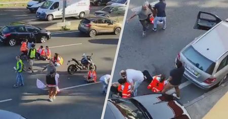 Aktywiści próbowali zablokować autostradę w Portugalii. Kierowcy szybko się z nimi rozprawili