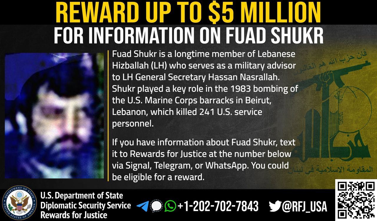 Szukr was also wanted by the US authorities for his leadership role in the bombing of American soldiers' barracks in Beirut in 1983.