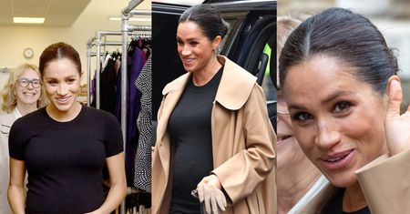 Meghan Markle w płaszczu za 13 tysięcy złotych udziela porad modowych bezrobotnym Brytyjkom (ZDJĘCIA)