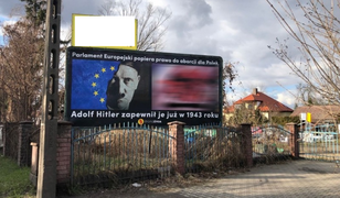 Hitler na tle flagi UE, obok martwy płód. Prokuratura: nie widać znamion czynu zabronionego