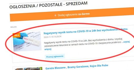 Negatywny test na COVID-19 bez wychodzenia z domu! Handel kwitnie