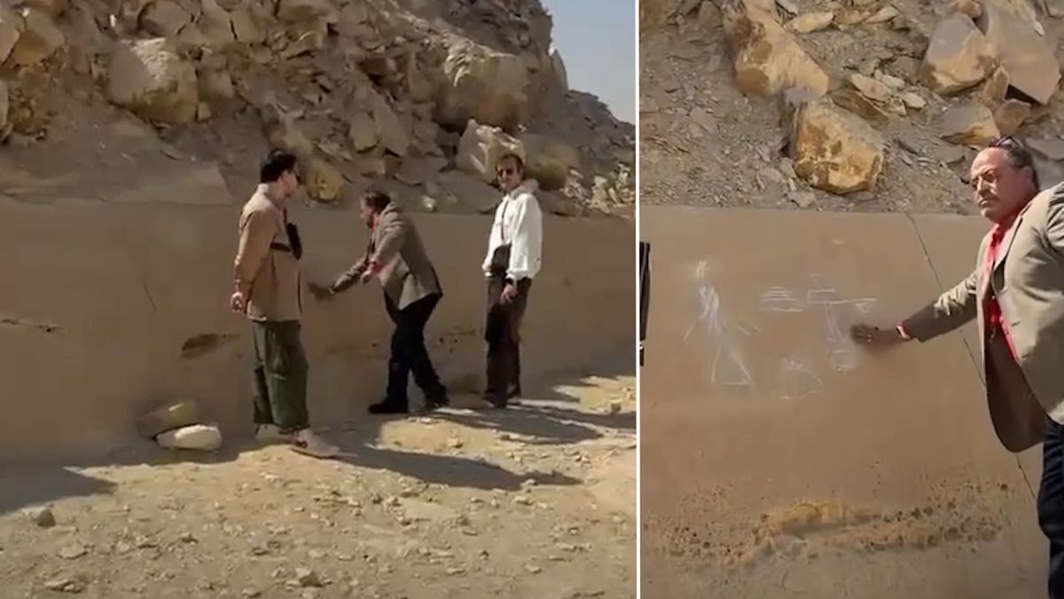 Przewodnik rysował po piramidzie