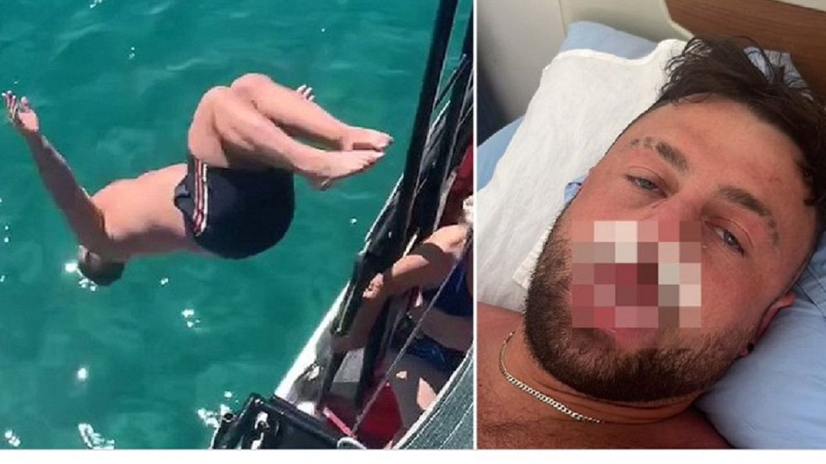 Wykonał salto z łodzi. Omal nie przypłacił tego życiem. 