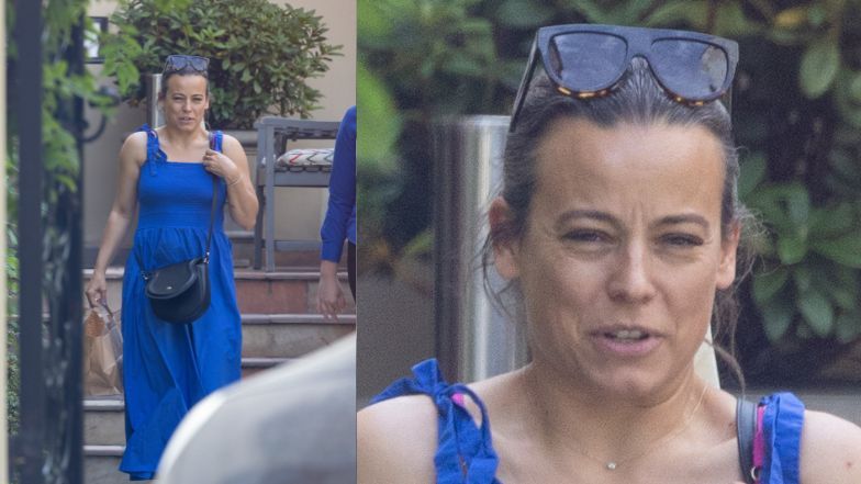 Anna Mucha wychodzi z restauracji