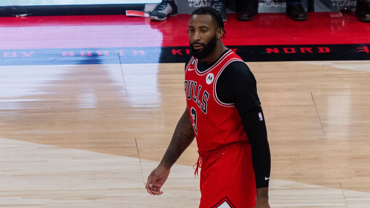 TORONTO, ON, CANADA - February 28, 2023:   Andre Drummond #3 of the Chicago Bulls   during the Toronto Raptors v Chicago Bulls NBA regular season game at Scotiabank Arena in Toronto (Toronto Raptors won 98 - 104) (Photo by Anatoliy Cherkasov/NurPhoto via Getty Images)