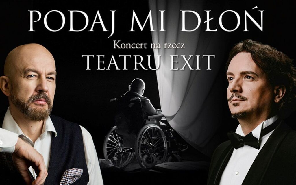 Plakat koncertu „Podaj mi dłoń” z udziałem Artura Rucińskiego i Rafała Siwka dla teatru EXIT © materiały prasowe