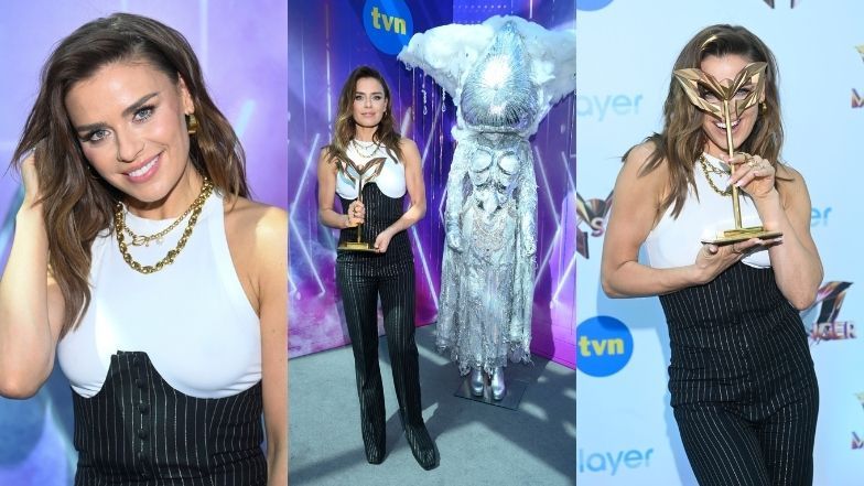 Natasza Urbańska pozuje na konferencji "Mask Singer"