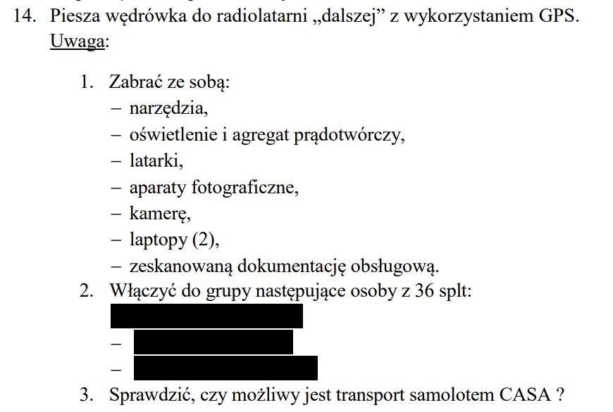 Fragment dokumentu z niewłaściwie ukrytymi danymi