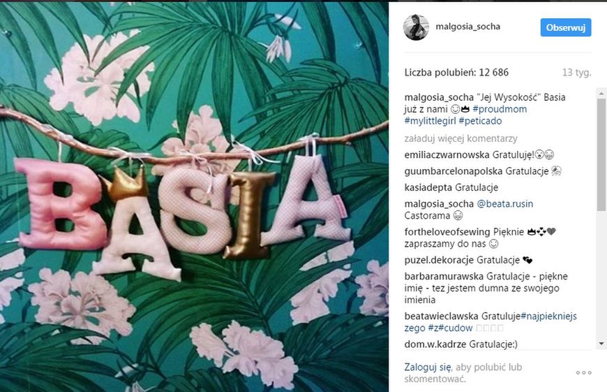 Socha pochwaliła się córką na Instagramie