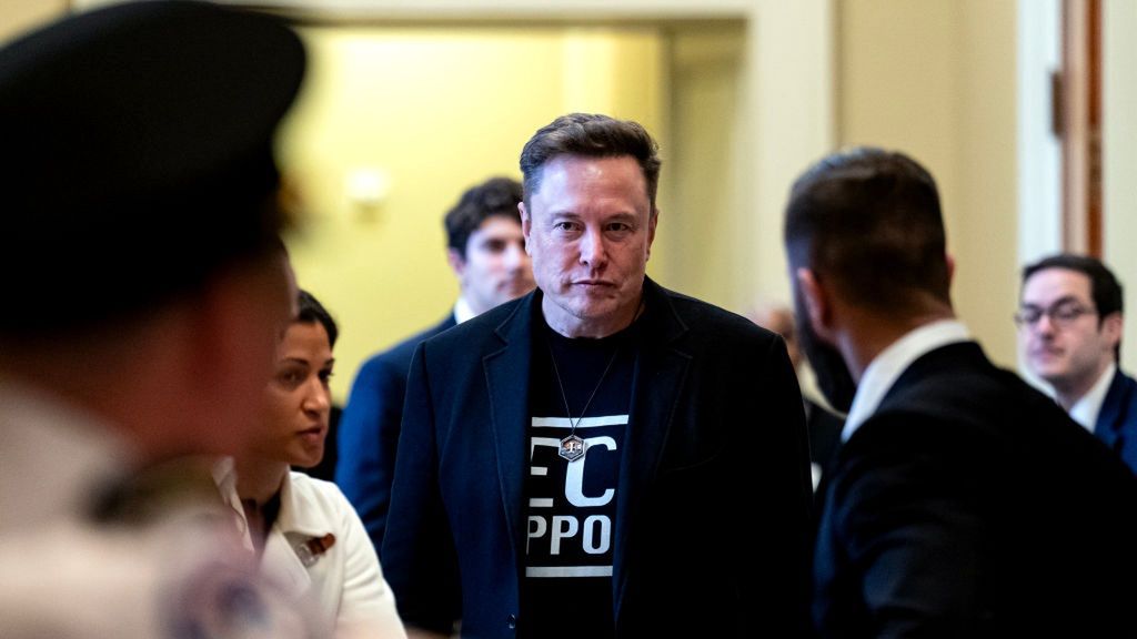 Elon Musk Meets With Republican Lawmakers On Capitol Hill
Elon Musk, chief executive officer of Tesla Inc., center, departs following a meeting with Senate Republicans at the US Capitol in Washington, DC, US, on Wednesday, March 5, 2025. US President Donald Trump during his joint address to Congress on Tuesday evening touted Musk's work with DOGE, claiming the group has found significant "fraud, waste and theft." Photographer: Al Drago/Bloomberg via Getty Images
Bloomberg
u.s. senate, 2025uspolitics, north american, u.s. government, us, republicans, united states of america, americas, gop, government news, u.s.a., american