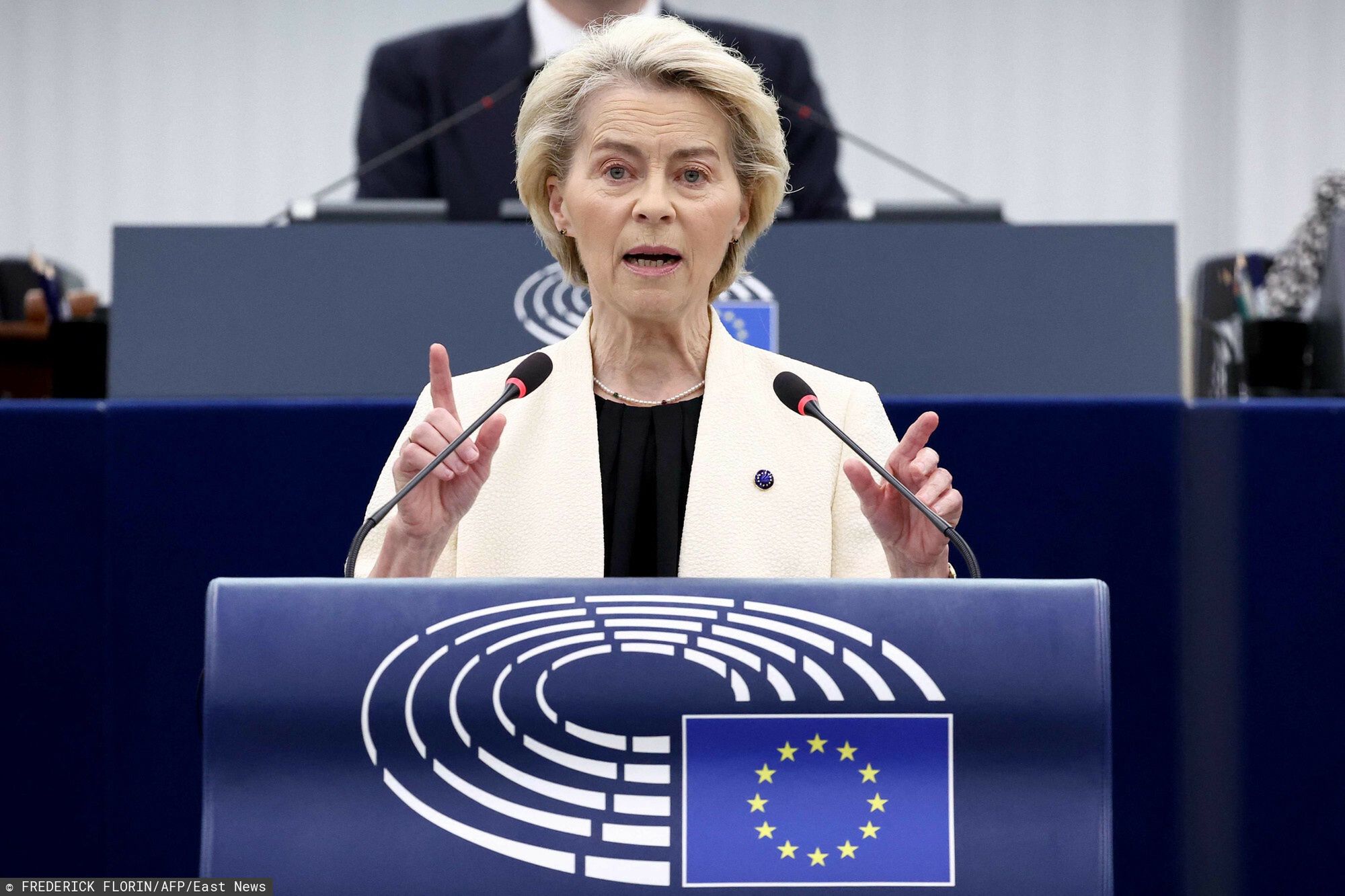 Temporary
European Commission President Ursula von der Leyen addresses the floor in a debate on EU support for a peace deal in Ukraine held during a plenary session at the European Parliament in Strasbourg, eastern France, on May 7, 2025. (Photo by FREDERICK FLORIN / AFP)
FREDERICK FLORIN