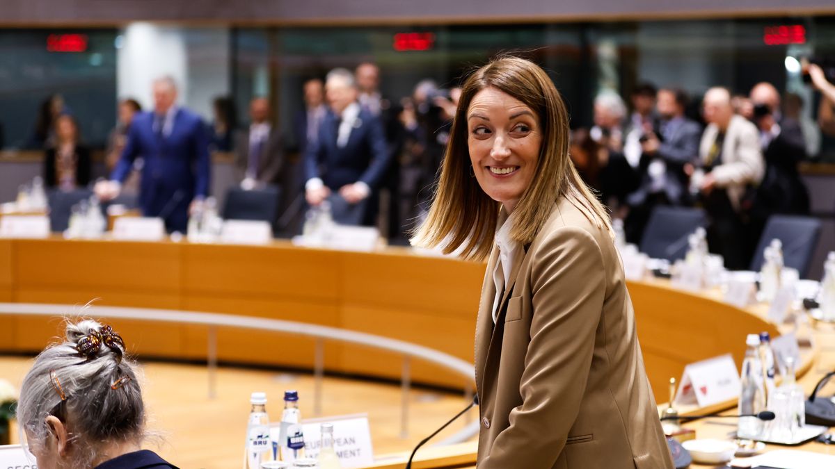 Roberta Metsola, president of the European Parliament, at a European Council meeting in Brussels, Belgium, on Thursday, March 20, 2025. While the EU has publicly welcomed US efforts to push for a peace deal, leaders have become increasingly alarmed about being kept out of Trump's dealing with the Kremlin. Photographer: Simon Wohlfahrt/Bloomberg via Getty Images