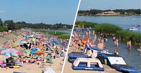 Tłumy wyległy na plażę. Zobacz, co dzieje się nad jeziorem