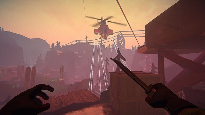 Z nożem na śmigłowiec? Spokojnie, to tylko sytuacja przejściowa. Źródło: Strange Scaffold / Steam. - Te gry pozwolą każdemu poczuć się niczym speedrunner. I Am Your Beast i Neon White to nietypowe perełki - wiadomość - 2025-10-02