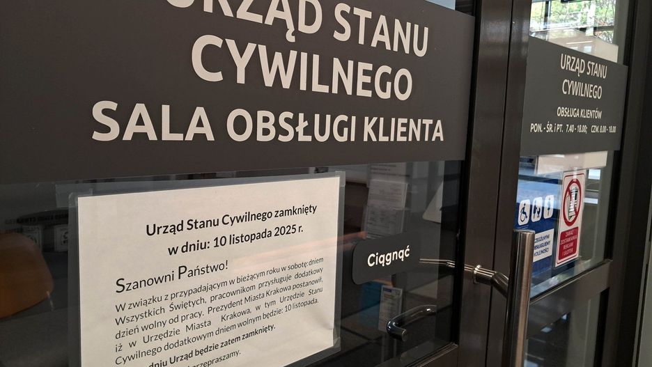 10 listopada Urząd Stanu Cywilnego w Krakowie był zamknięty.