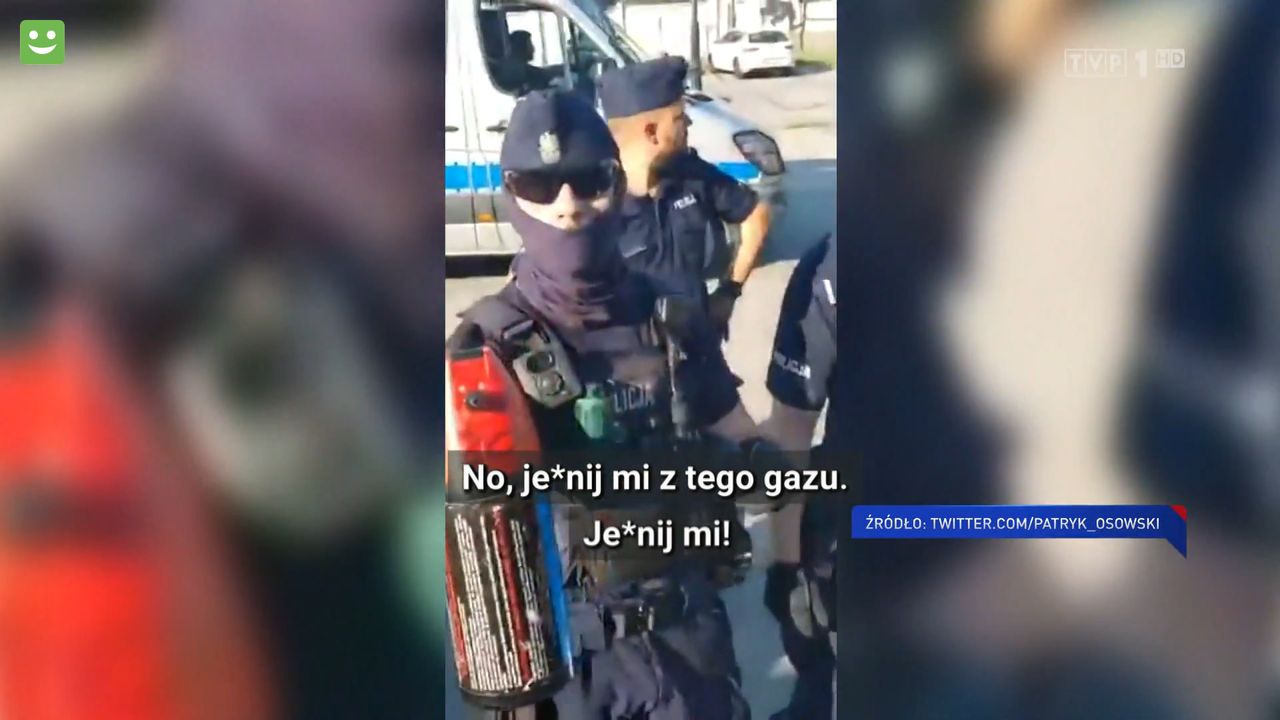 Policjant użył gazu na przeciwnikach rządu. TVP: "To wina Tuska"