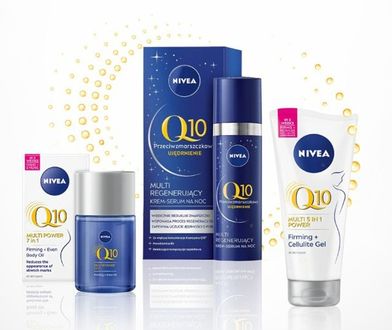 NIVEA Q10 Ujędrnienie: Krem-Serum na noc, Wygładzający Olejek do ciała i Antycellulitowy Żel do ciała. Trzy kosmetyki, jeden efekt – błyskawiczna poprawa wyglądu skóry