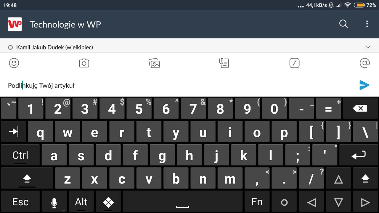 Hacker's Keyboard w trybie poziomym to już prawie klawiatura PC
