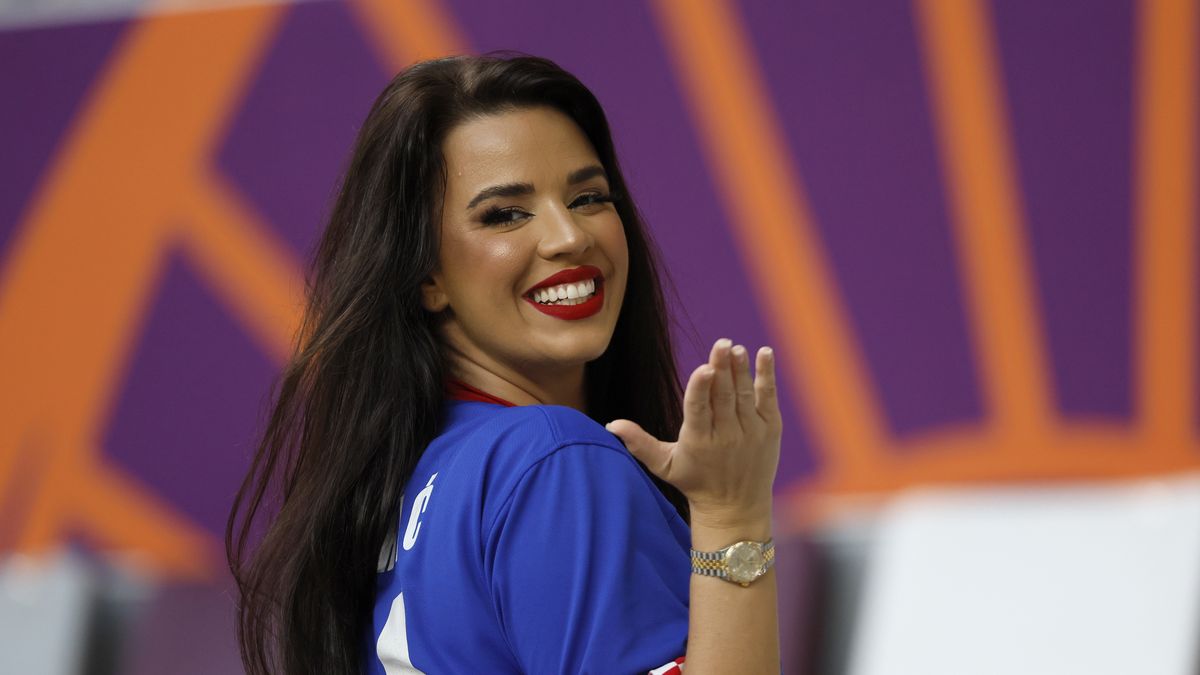 DOHA, QATAR - DECEMBER 17: Former Miss Croatia, Ivana Knoll before the FIFA World Cup Qatar 2022 3rd Place match between Croatia and Morocco at Khalifa International Stadium on December 17, 2022 in Doha, Qatar.(Photo by Richard Sellers/Getty Images)