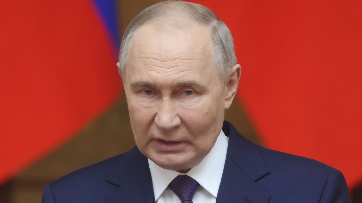 SAINT PETERSBURG, RUSSIA - APRIL 26: (RUSSIA OUT) Russian President Vladimir Putin speeches in the hall of the Tauride Palace during the Council of Legislators plenary session on April 26, 2024, in Saint Petersburg, Russia.President Putin is having a one day trip to Saint Petersburg to attend an annual meeting of regional parliament chairmen. (Photo by Contributor/Getty Images)