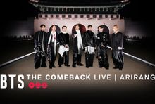 Grafika promująca koncert BTS na Netfliksie