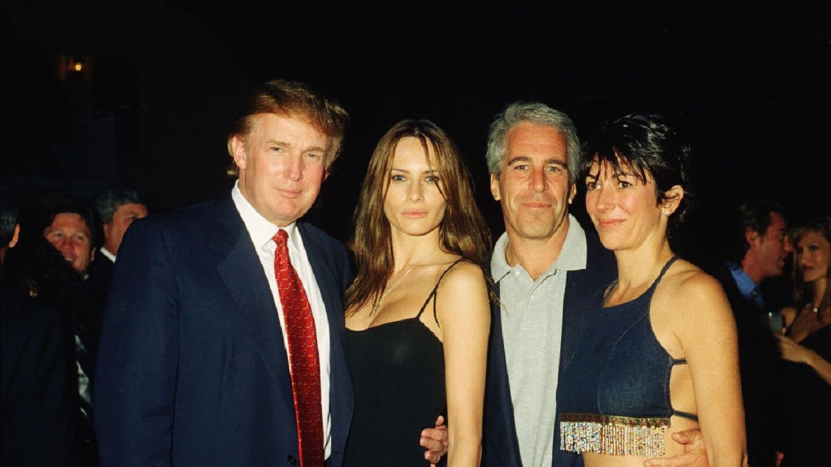 Trump, Knauss, Epstein, & Maxwell At Mar-A-Lago
From left, American real estate developer Donald Trump and his girlfriend (and future wife), former model Melania Knauss, financier (and future convicted sex offender) Jeffrey Epstein, and British socialite Ghislaine Maxwell pose together at the Mar-a-Lago club, Palm Beach, Florida, February 12, 2000. (Photo by Davidoff Studios/Getty Images)
Davidoff Studios Photography
