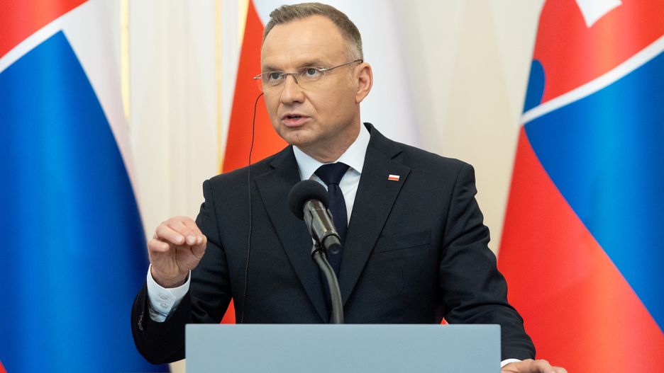 President of Poland Andrzej Duda is holding a press conference in Warsaw, Poland, on July 04, 2024. (Photo by Foto Olimpik/NurPhoto via Getty Images)