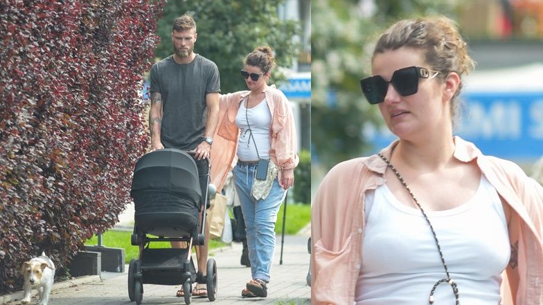 Zofia Zborowska i Marcin Wrona spacerują z dzidziusiem 