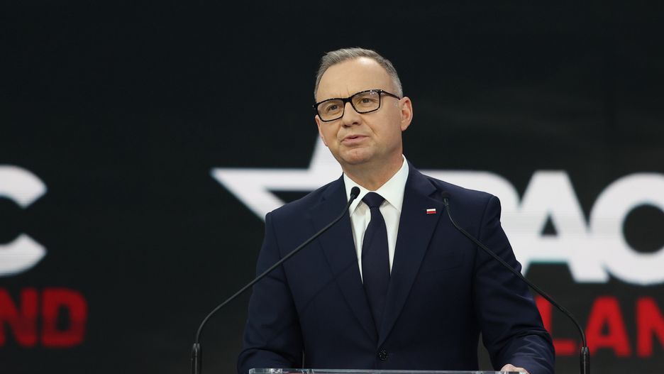 RZESZOW, POLAND - 2025/05/27: Polish President Andrzej Duda is seen during the CPAC Poland 2025 conference. The Conservative Political Action Conference (CPAC) took place in Jasionka near Rzeszow, Poland. (Photo by Grzegorz Wajda/SOPA Images/LightRocket via Getty Images)