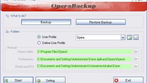 Jak zrobić kopię zapasową Opery? 1