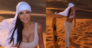 Klaudia El Dursi eksponuje ciążowy brzuch na dubajskich wydmach