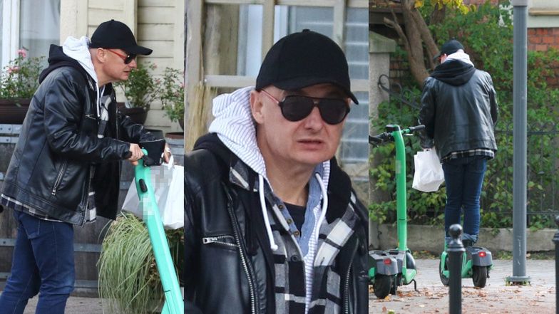 Michał Kamiński zasuwa po Sopocie na elektrycznej hulajnodze