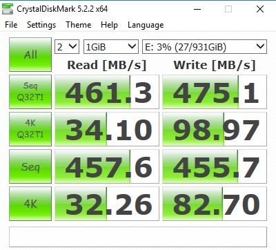 Samsung T5 Portable SSD - CrystalDiskMark