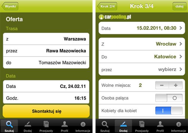 Nowa aplikacja na iPhone’a serwisu carpooling.pl 2