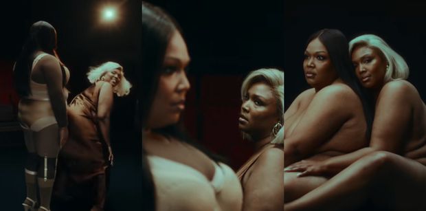 "Nowa" Lizzo i "stara" Lizzo spotkały się w teledysku. Jedna twerkowała na drugiej i razem pozowały NAGO. Fajny pomysł? (FOTO)